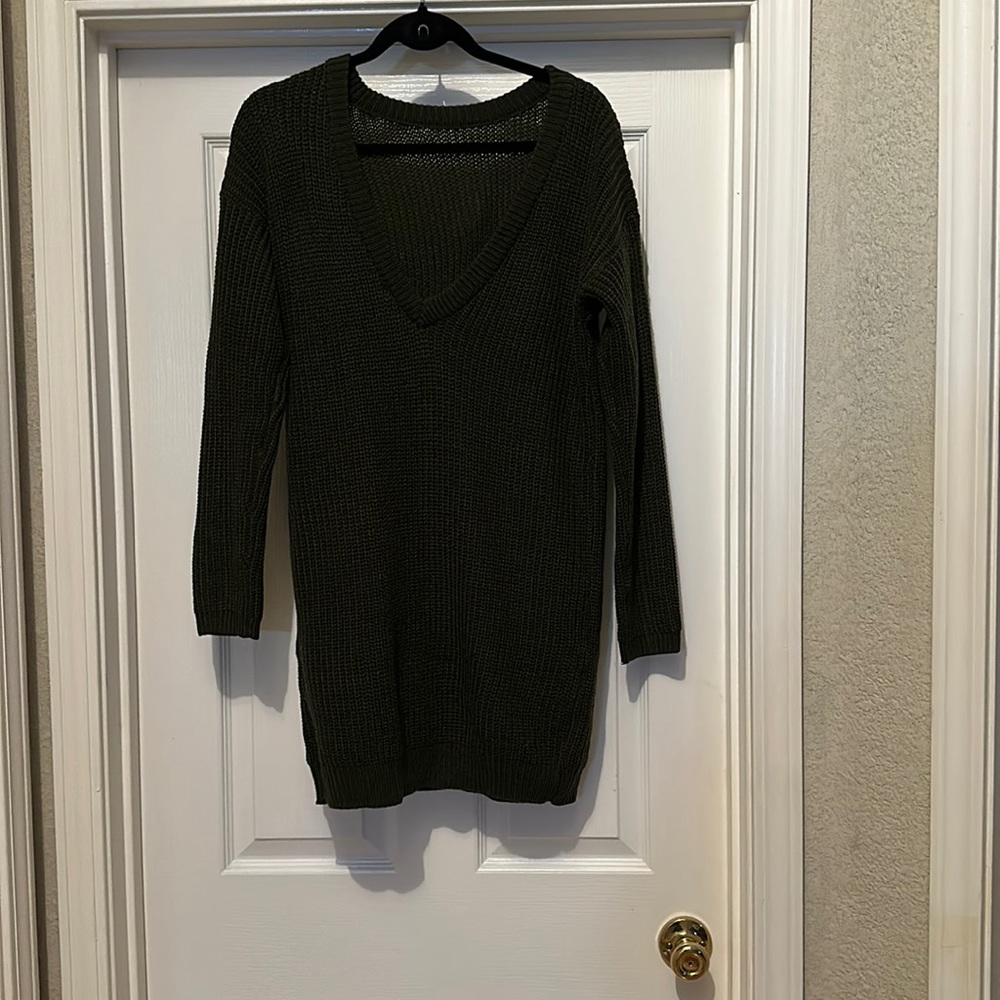 DARK GREEN OVERSIZED SWEATER DRESS